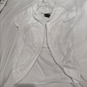 Shot sleeved white cardigan